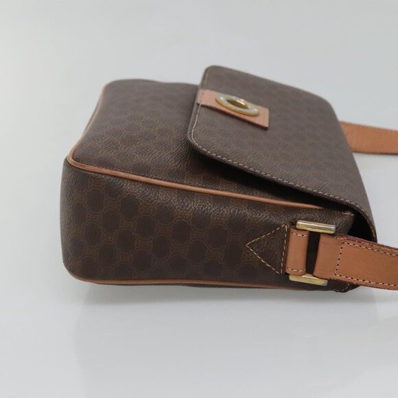 CELINE Macadam Canvas Shoulder Bag PVC Leather Brown Gold Auth 122540 - Picture 5 of 16